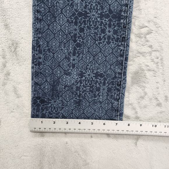 Charter Club Jeans Womens 10 Blue Geometric Lexington Straight Leg Stretch Denim - Picture 13 of 14